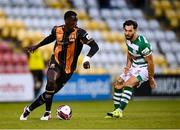 2 July 2021; Wilfred Zahibo of Dundalk in action against Richie Towell of Shamrock Rovers during the SSE Airtricity League Premier Division match between Shamrock Rovers and Dundalk at Tallaght Stadium in Dublin. Photo by Stephen McCarthy/Sportsfile