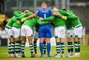 2 July 2021; Shamrock Rovers players huddle before the SSE Airtricity League Premier Division match between Shamrock Rovers and Dundalk at Tallaght Stadium in Dublin. Photo by Stephen McCarthy/Sportsfile