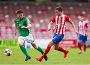 2 July 2021; Marc Ludden of Treaty United in action against Cian Murphy of Cork City during the SSE Airtricity League First Division match between Cork City and Treaty United at Turners Cross in Cork. Photo by Michael P Ryan/Sportsfile
