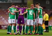 2 July 2021; Cork City players huddle prior to the start of the SSE Airtricity League First Division match between Cork City and Treaty United at Turners Cross in Cork. Photo by Michael P Ryan/Sportsfile