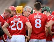 3 July 2021; Cork manager Kieran Kingston and players before the Munster GAA Hurling Senior Championship Semi-Final match between Cork and Limerick at Semple Stadium in Thurles, Tipperary. Photo by Stephen McCarthy/Sportsfile