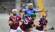 3 July 2021; Liam Rushe of Dublin in action against Brian Concannon, 15, and Joe Canning of Galway, left, during the Leinster GAA Hurling Senior Championship Semi-Final match between Dublin and Galway at Croke Park in Dublin. Photo by Seb Daly/Sportsfile
