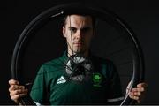 30 June 2021; Track cyclist Mark Downey poses for a portrait during the Tokyo Team Ireland Announcement for Cycling in Dublin. Photo by Brendan Moran/Sportsfile