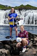 7 July 2021; At the Aasleagh Falls in Mayo for the LGFA TG4 Championship Launch are Sinéad Kenny of Roscommon, left, and Fiona Claffey of Westmeath. The 2021 TG4 All-Ireland Ladies Football Championships get underway this Friday, July 9, with the meeting of Galway and Kerry (Live on TG4) and will conclude at Croke Park on Sunday, September 5, when the winners of the Junior, Intermediate & Senior Championships will be revealed. 13 Championship games will be broadcast exclusively live by TG4 throughout the season, with the remaining 50 games available to view on the LGFA and TG4’s dedicated online platform: page.inplayer.com/peilnamban #ProperFan. Photo by Brendan Moran/Sportsfile