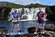 7 July 2021; At the Aasleagh Falls in Mayo for the LGFA TG4 Championship Launch are Sinéad Kenny of Roscommon, left, and Fiona Claffey of Westmeath. The 2021 TG4 All-Ireland Ladies Football Championships get underway this Friday, July 9, with the meeting of Galway and Kerry (Live on TG4) and will conclude at Croke Park on Sunday, September 5, when the winners of the Junior, Intermediate & Senior Championships will be revealed. 13 Championship games will be broadcast exclusively live by TG4 throughout the season, with the remaining 50 games available to view on the LGFA and TG4’s dedicated online platform: page.inplayer.com/peilnamban #ProperFan. Photo by Brendan Moran/Sportsfile