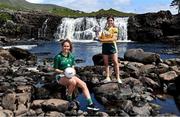 7 July 2021; At the Aasleagh Falls in Mayo for the LGFA TG4 Championship Launch are Niamh McCarthy of Limerick, left, and Gráinne McLoughlin of Antrim. The 2021 TG4 All-Ireland Ladies Football Championships get underway this Friday, July 9, with the meeting of Galway and Kerry (Live on TG4) and will conclude at Croke Park on Sunday, September 5, when the winners of the Junior, Intermediate & Senior Championships will be revealed. 13 Championship games will be broadcast exclusively live by TG4 throughout the season, with the remaining 50 games available to view on the LGFA and TG4’s dedicated online platform: page.inplayer.com/peilnamban #ProperFan. Photo by Brendan Moran/Sportsfile