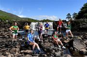 7 July 2021; At the Aasleagh Falls in Mayo for the LGFA TG4 Championship Launch are, from left, from left, Aishling O'Connell of Kerry, Gráinne McLoughlin of Antrim, Lyndsey Davey of Dublin, Fiona Claffey of Westmeath, Sinéad Kenny of Roscommon, Niamh Kelly of Mayo, Blaithín Mackin of Armagh and Niamh McCarthy of Limerick. The 2021 TG4 All-Ireland Ladies Football Championships get underway this Friday, July 9, with the meeting of Galway and Kerry (Live on TG4) and will conclude at Croke Park on Sunday, September 5, when the winners of the Junior, Intermediate & Senior Championships will be revealed. 13 Championship games will be broadcast exclusively live by TG4 throughout the season, with the remaining 50 games available to view on the LGFA and TG4’s dedicated online platform: page.inplayer.com/peilnamban #ProperFan. Photo by Brendan Moran/Sportsfile