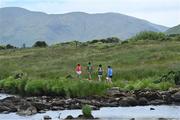 7 July 2021; At the Aasleagh Falls in Mayo for the LGFA TG4 Championship Launch are, from left, Blaithín Mackin of Armagh, Niamh Kelly of Mayo, Aishling O'Connell of Kerry and Lyndsey Davey of Dublin. The 2021 TG4 All-Ireland Ladies Football Championships get underway this Friday, July 9, with the meeting of Galway and Kerry (Live on TG4) and will conclude at Croke Park on Sunday, September 5, when the winners of the Junior, Intermediate & Senior Championships will be revealed. 13 Championship games will be broadcast exclusively live by TG4 throughout the season, with the remaining 50 games available to view on the LGFA and TG4’s dedicated online platform: page.inplayer.com/peilnamban #ProperFan. Photo by Brendan Moran/Sportsfile