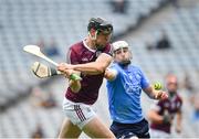 3 July 2021; Joseph Cooney of Galway in action against Liam Rushe of Dublin during the Leinster GAA Hurling Senior Championship Semi-Final match between Dublin and Galway at Croke Park in Dublin. Photo by Seb Daly/Sportsfile