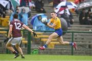 4 July 2021; Conor Hussey of Roscommon in action against Finnian Ó Laoí of Galway during the Connacht GAA Football Senior Championship Semi-Final match between Roscommon and Galway at Dr Hyde Park in Roscommon. Photo by Sam Barnes/Sportsfile