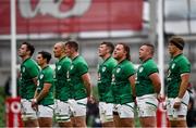 3 July 2021; Ireland players during the National Anthem prior to the International Rugby Friendly match between Ireland and Japan at Aviva Stadium in Dublin. Photo by David Fitzgerald/Sportsfile