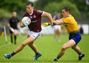 4 July 2021; Robert Finnerty of Galway in action against David Murray of Roscommon during the Connacht GAA Football Senior Championship Semi-Final match between Roscommon and Galway at Dr Hyde Park in Roscommon. Photo by Harry Murphy/Sportsfile