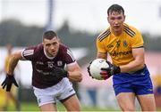 4 July 2021; Tadhg O'Rourke of Roscommon in action against Damien Comer of Galway during the Connacht GAA Football Senior Championship Semi-Final match between Roscommon and Galway at Dr Hyde Park in Roscommon. Photo by Sam Barnes/Sportsfile