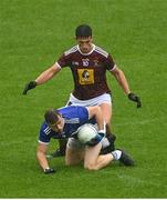 4 July 2021; Kieran Lillis of Laois in action against Denis Corroon of Westmeath during the Leinster GAA Football Senior Championship Quarter-Final match between Laois and Westmeath at Bord Na Mona O'Connor Park in Tullamore, Offaly. Photo by Eóin Noonan/Sportsfile