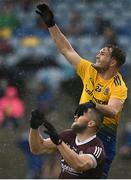 4 July 2021; Damien Comer of Galway gets a finger in the eye from Ultan Harney of Roscommon during the Connacht GAA Football Senior Championship Semi-Final match between Roscommon and Galway at Dr Hyde Park in Roscommon. Photo by Harry Murphy/Sportsfile