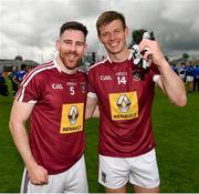 4 July 2021; Westmeath players, James Dolan, left, and John Heslin after the Leinster GAA Football Senior Championship Quarter-Final match between Laois and Westmeath at Bord Na Mona O'Connor Park in Tullamore, Offaly. Photo by Eóin Noonan/Sportsfile