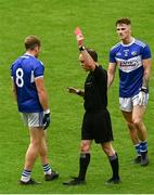 4 July 2021; Kieran Lillis of Laois leaves the pitch after being shown a red card by referee David Coldrick during the Leinster GAA Football Senior Championship Quarter-Final match between Laois and Westmeath at Bord Na Mona O'Connor Park in Tullamore, Offaly. Photo by Eóin Noonan/Sportsfile