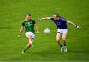 4 July 2021; Joey Wallace of Meath in action against Patrick Fox of Longford during the Leinster GAA Football Senior Championship Quarter-Final match between Meath and Longford at Páirc Tailteann in Navan, Meath. Photo by Seb Daly/Sportsfile