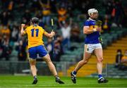 4 July 2021; Tony Kelly of Clare celebrates shooting past Padraic Maher of Tipperary to score a goal in the 37th minute of the Munster GAA Hurling Senior Championship Semi-Final match between Tipperary and Clare at LIT Gaelic Grounds in Limerick. Photo by Ray McManus/Sportsfile