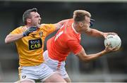4 July 2021; Rian O'Neill of Armagh in action against James Laverty of Antrim during the Ulster GAA Football Senior Championship Quarter-Final match between Armagh and Antrim at the Athletic Grounds in Armagh. Photo by David Fitzgerald/Sportsfile