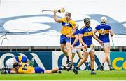 4 July 2021; Tony Kelly of Clare celebrates scoring a goal in the 37th minute of the Munster GAA Hurling Senior Championship Semi-Final match between Tipperary and Clare at LIT Gaelic Grounds in Limerick. Photo by Stephen McCarthy/Sportsfile