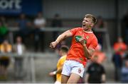 4 July 2021; Rian O'Neill of Armagh celebrates after scoring his side's second goal during the Ulster GAA Football Senior Championship Quarter-Final match between Armagh and Antrim at the Athletic Grounds in Armagh. Photo by David Fitzgerald/Sportsfile
