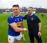 4 July 2021; Tipperary manager Liam Sheedy and Padraic Maher following the Munster GAA Hurling Senior Championship Semi-Final match between Tipperary and Clare at LIT Gaelic Grounds in Limerick. Photo by Stephen McCarthy/Sportsfile
