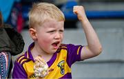 4 July 2021; Wexford supporter Paidí Martin enjoys an ice cream cone as he cheers on his side as they come onto the pitch before the Leinster GAA Football Senior Championship Quarter-Final match between Wexford and Dublin at Chadwicks Wexford Park in Wexford. Photo by Brendan Moran/Sportsfile