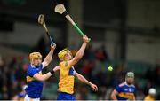 4 July 2021; Rory Hayes of Clare in action against Jake Morris of Tipperary during the Munster GAA Hurling Senior Championship Semi-Final match between Tipperary and Clare at LIT Gaelic Grounds in Limerick. Photo by Stephen McCarthy/Sportsfile