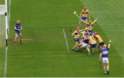 4 July 2021; Jason Forde of Tipperary is surrounded by Clare players during the Munster GAA Hurling Senior Championship Semi-Final match between Tipperary and Clare at LIT Gaelic Grounds in Limerick. Photo by Stephen McCarthy/Sportsfile