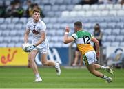 4 July 2021; Kevin Feely of Kildare in action against Anton Sullivan of Offaly during the Leinster GAA Football Senior Championship Quarter-Final match between Kildare and Offaly at MW Hire O'Moore Park in Portlaoise, Laois. Photo by Piaras Ó Mídheach/Sportsfile