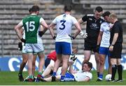 3 July 2021; Conor McManus of Monaghan receives treatment after picking up an injury during the Ulster GAA Football Senior Championship Quarter-Final match between Monaghan and Fermanagh at St Tiernach’s Park in Clones, Monaghan. Photo by Sam Barnes/Sportsfile