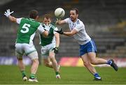 3 July 2021; Conor Boyle of Monaghan in action against Declan McCusker, 5, and Aidan Breen of Fermanagh during the Ulster GAA Football Senior Championship Quarter-Final match between Monaghan and Fermanagh at St Tiernach’s Park in Clones, Monaghan. Photo by Sam Barnes/Sportsfile