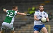 3 July 2021; Conor Boyle of Monaghan in action against Aidan Breen of Fermanagh during the Ulster GAA Football Senior Championship Quarter-Final match between Monaghan and Fermanagh at St Tiernach’s Park in Clones, Monaghan. Photo by Sam Barnes/Sportsfile