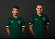 8 July 2021; Team Ireland track cyclists Felix English, left, and Mark Downey on the day they received their Olympic kit for Tokyo 2020. They will be competing in the Izu Velodrome from the 5 – 8 August. Photo by David Fitzgerald/Sportsfile