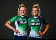 8 July 2021; Team Ireland track cyclists Emily Kay, left, and Shannon McCurley on the day they received their Olympic kit for Tokyo 2020. They will be competing in the Izu Velodrome from the 5 – 8 August. Photo by David Fitzgerald/Sportsfile