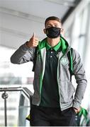 6 July 2021; Lee Grace of Shamrock Rovers pictured at Dublin Airport prior to their departure for Bratislava for their UEFA Champions League First Qualifying Round 1st leg against Slovan Bratislava. Photo by Sam Barnes/Sportsfile