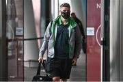 6 July 2021; Dylan Watts of Shamrock Rovers pictured at Dublin Airport prior to their departure for Bratislava for their UEFA Champions League First Qualifying Round 1st leg against Slovan Bratislava. Photo by Sam Barnes/Sportsfile