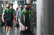 6 July 2021; Danny Mandroiu of Shamrock Rovers pictured at Dublin Airport prior to their departure for Bratislava for their UEFA Champions League First Qualifying Round 1st leg against Slovan Bratislava. Photo by Sam Barnes/Sportsfile