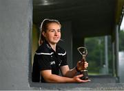 6 July 2021; Katie Nolan of Kilkenny with the PwC GPA Women’s Player of the Month Award in camogie for June at St Martins GAA club in Kilkenny. Photo by Harry Murphy/Sportsfile