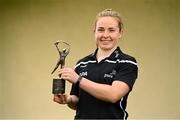6 July 2021; Katie Nolan of Kilkenny with the PwC GPA Women’s Player of the Month Award in camogie for June at St Martins GAA club in Kilkenny. Photo by Harry Murphy/Sportsfile