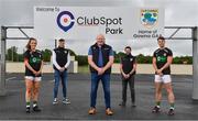 6 July 2021; In attendance at the Official renaming of Gowna GAA Club Grounds as “ClubSpot Park” are, from left, Gowna and Cavan Ladies footballer Niamh Halton, Clubspot CEO John Hyland, Former Ireland Rugby International and Clubspot Advisor Bernard Jackman, Gowna GAA Secretary Cathaldus Hartin and Gowna and Cavan GAA footballer Conor Madden at Gowna GAA in Cavan. Photo by Sam Barnes/Sportsfile
