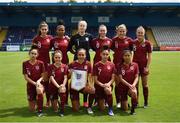 6 July 2021; The England team, back row, from left, Tatiana Flores, Lois Marley-Paraskevas, Saffron O'Brien, Aimee Claypole, Mackenzie Smith, Jessica Simpson, front row, from left, Evie Rabjohn, Grace Ede, Brooke Aspin, Ashanti Ajpan and Dream Surin before the Women's U16 International Friendly match between Republic of Ireland and England at RSC in Waterford. Photo by Harry Murphy/Sportsfile
