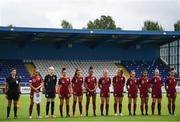 6 July 2021; The England team before the Women's U16 International Friendly match between Republic of Ireland and England at RSC in Waterford. Photo by Harry Murphy/Sportsfile