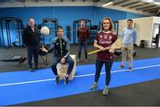 7 July 2021; Attendees, from left to right, Des Ryan, Setanta, Clare footballer Gary Brennan, Colm Begley, GPA, Galway Camogie player Orlaith McGrath and Declan O'Loughlin, Setanta, at the GPA and Setanta College Launch Extended Postgraduate Scholarships at Setanta Wellness Galway in Galway. Photo by Ray Ryan/Sportsfile