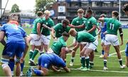 7 July 2021; Eoin de Buitlear of Ireland is congratulated by team mates after scoring his side's first try of the match during the U20 Six Nations Rugby Championship match between Italy and Ireland at Cardiff Arms Park in Cardiff, Wales. Photo by Gareth Everett/Sportsfile