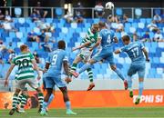 7 July 2021; Liam Scales of Shamrock Rovers in action against Guram Kashia of Slovan Bratislava during the UEFA Champions League first qualifying round first leg match between Slovan Bratislava and Shamrock Rovers at Tehelné pole Stadium in Bratislava, Slovakia. Photo by Grega Valancic/Sportsfile