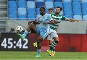 7 July 2021; Ezekiel Henty of Slovan Bratislava in action against Richie Towell of Shamrock Rovers during the UEFA Champions League first qualifying round first leg match between Slovan Bratislava and Shamrock Rovers at Tehelné pole Stadium in Bratislava, Slovakia. Photo by Grega Valancic/Sportsfile
