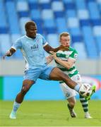 7 July 2021; Ezekiel Henty of Slovan Bratislava in action against Sean Hoare of Shamrock Rovers during the UEFA Champions League first qualifying round first leg match between Slovan Bratislava and Shamrock Rovers at Tehelné pole Stadium in Bratislava, Slovakia. Photo by Grega Valancic/Sportsfile