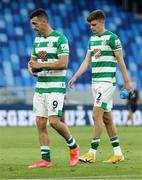 7 July 2021; Shamrock Rovers players Aaron Greene, left, and Sean Gannon after the UEFA Champions League first qualifying round first leg match between Slovan Bratislava and Shamrock Rovers at Tehelné pole Stadium in Bratislava, Slovakia. Photo by Grega Valancic/Sportsfile